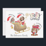 Cartão De Festividades Divirta-se Modern 3 Papais noeis Fotográficos Feli<br><div class="desc">Este é um Cartão de Feriado Feliz da Família de Papais noeis modernos e divertidos onde você pode colocar suas fotos no Papai Noel,  Sra. Claus e na Reindeer.</div>