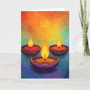 Cartão De Festividades Diwali Light Color Três Lamas