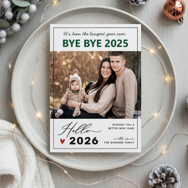 Cartão De Festividades Dizendo adeus à foto de Feliz ano novo única de 20 (Criador carregado)