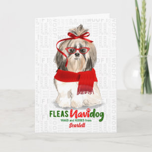 Cartão De Festividades do Cão Shih Tzu Cabelo Curto Natal