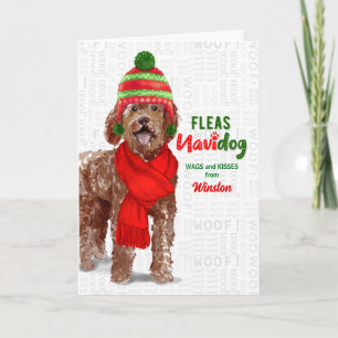 Cartão De Festividades do Dog Funny Labradoodle Natal