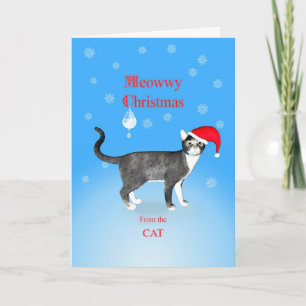 Cartão De Festividades Do gato, gato de Natal meowwy