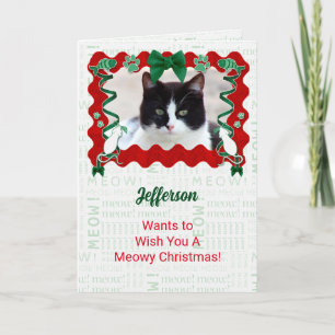 Cartão De Festividades Do Natal de Férias Personalizadas do Gato