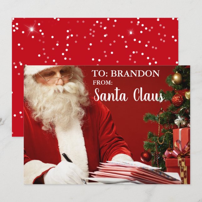 Cartão De Festividades Do NOME DE ADIÇÃO do Pai Natal Personalizado S (Frente/Verso)