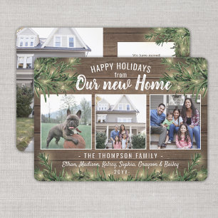 Cartão De Festividades Do Novo Lar 4 Foto Natal Verde & Luzes