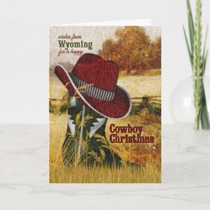 Cartão De Festividades do Wyoming Cowboy Western Boot