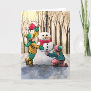 Cartão De Festividades Do You Want to Build a Snowman? Holiday Card