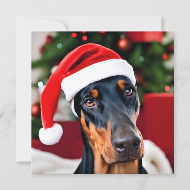 Cartão De Festividades Doberman Christmas (Frente)