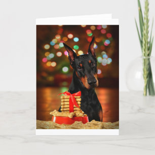 Cartão De Festividades Doberman Christmas