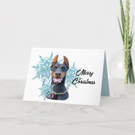 Cartão De Festividades Doberman Pincher Snowflakes de Natal