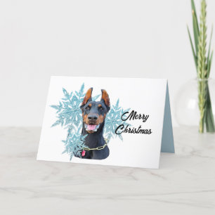 Cartão De Festividades Doberman Pincher Snowflakes de Natal