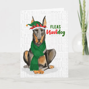Cartão De Festividades Doberman Pinscher Cachorro Fleas NaviDOG