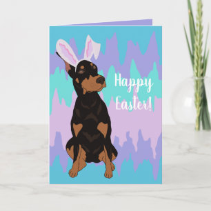 Cartão De Festividades Doberman Pinscher - Coelhinho da Páscoa