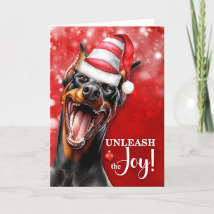 Cartão De Festividades Doberman Pinscher Dog Libere o Natal da Alegria