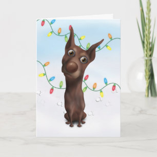 Cartão De Festividades Doberman Pinscher (Fawn) Natal