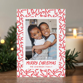 Cartão De Festividades Doce Cane de Açúcar Feliz Natal 2 Fotos