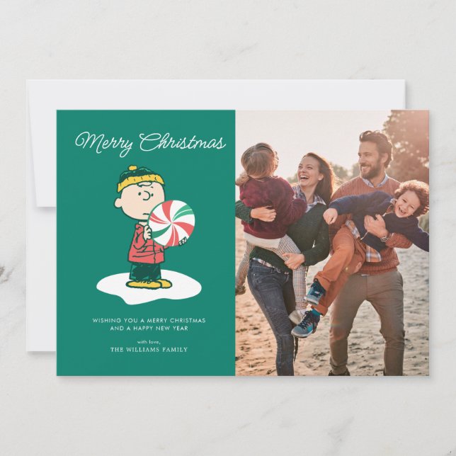 Cartão De Festividades Doce de Hortelã do Charlie Brown (Frente)