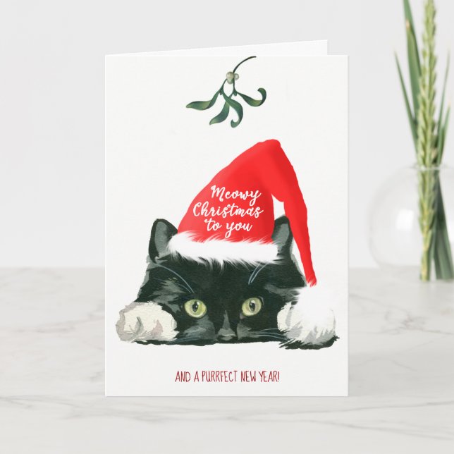 Cartão De Festividades doce de natal meowy, Natal fofo (Frente)
