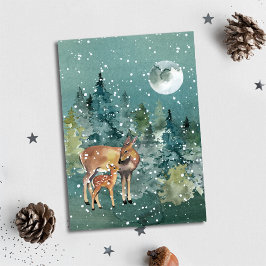 Cartão De Festividades Doce e Fawn Deer Forest Fora de Lua Cheia