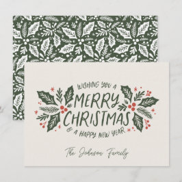 Cartão De Festividades Doce Holly Berry Natal Evergreen Não Foto