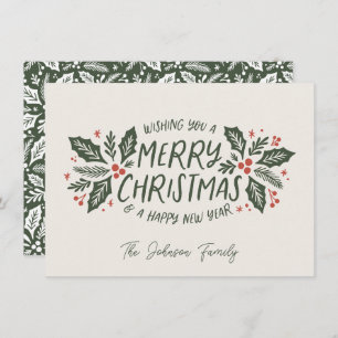 Cartão De Festividades Doce Holly Berry Natal Evergreen Não Foto