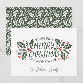 Cartão De Festividades Doce Holly Greenery Natal Festivo