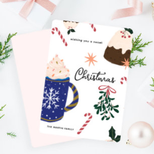 Cartão De Festividades Doces Desserts Ilustrados de Comida de Férias no N