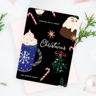 Cartão De Festividades Doces Desserts Ilustrados de Comida de Férias no N