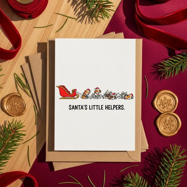 Cartão De Festividades Dog Sleigh Christmas Card Santas Little Helpers (Criador carregado)