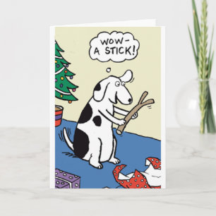 Cartão De Festividades Dog Stick Christmas Present Greeting Card
