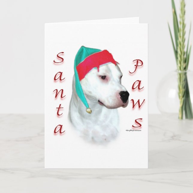 Cartão De Festividades Dogo Argentino Papais noeis Paws (Frente)