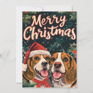 Cartão De Festividades Dois Beagle Feliz Natal