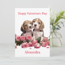 Dois Beagles Personalizados com Namorados Rosa Ros