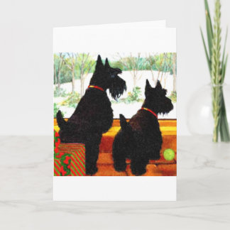 Cartão De Festividades Dois cães do Scottie no Natal