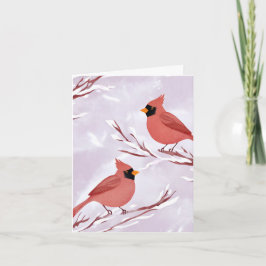 Cartão De Festividades Dois Cardinhos Vermelhos | Lembrança de Aquarela