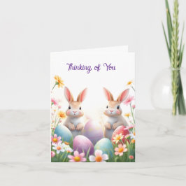 Cartão De Festividades Dois coelhos na Páscoa