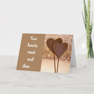 CARTÃO DE FESTIVIDADES "DOIS CORAÇÕES ENCONTRAM-SE" E, EM SEGUIDA, CASAME