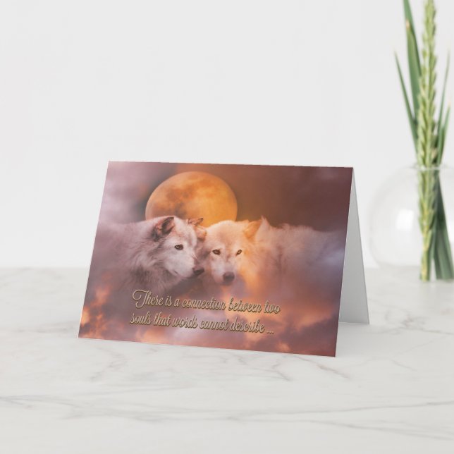 Cartão De Festividades Dois Lobos - Dia de os namorados de Soul Mate Card (Frente)