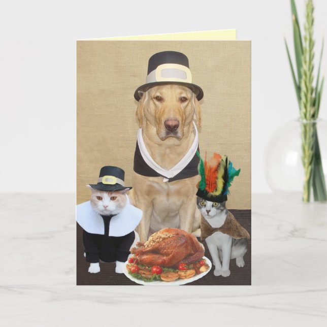 Cartão De Festividades Dois peregrinos abençoados & chefe (Frente)