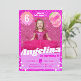 Cartão De Festividades Doll Pink Gilter Invitation Birthday Party