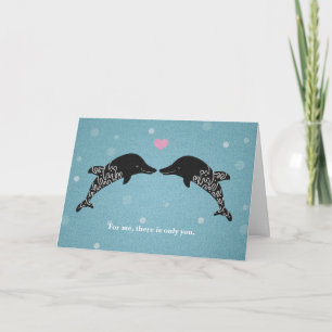 Cartão De Festividades Dolphins I love you Valentine's Day Card Heart art