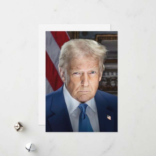 Cartão De Festividades Donald Trump 2025 Presidente Americano Portrait (Frente/Verso In Situ)