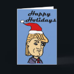 Cartão De Festividades Donald Trump engraçado em desenhos animados do<br><div class="desc">O presidente bonito cómico Donald Trump que veste desenhos animados políticos do Natal do chapéu do papai noel é maravilhoso para tudo que tem sentimentos fortes sobre o trunfo.</div>