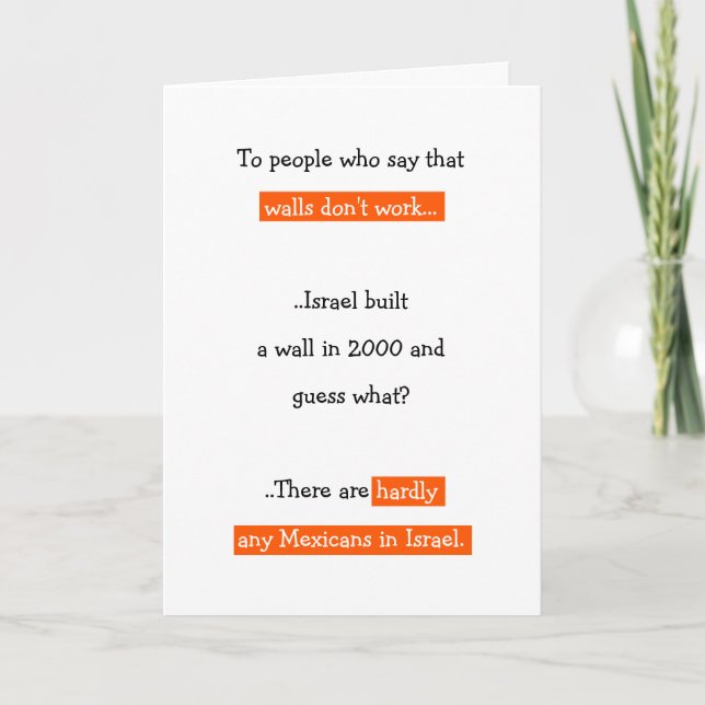 Cartão De Festividades Donald Trump Funny Wall Piada Cita Humor Político (Frente)