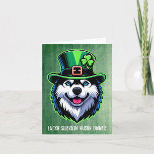 Cartão De Festividades Dono Sortudo de Husky Siberiano Feliz Dia de São P