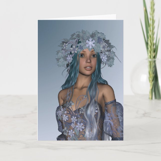 Cartão De Festividades Donzela da neve (Frente)