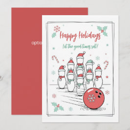 Cartão De Festividades Doodle Christmas Bowling Holiday Greeting Cards