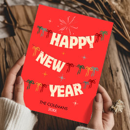 Cartão De Festividades Doodle desenhado à mão feliz ano novo cumprimentos