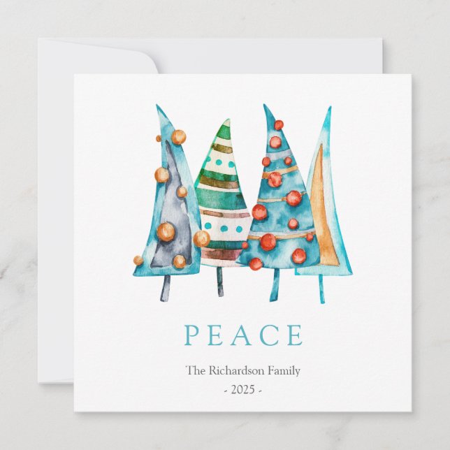 Cartão De Festividades Doodle Peace Doodle Pine Christmas Tree Gifts (Frente)
