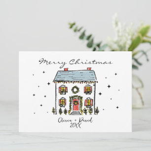 Cartão De Festividades Doodles Mãos Minimalistas Feliz Natal